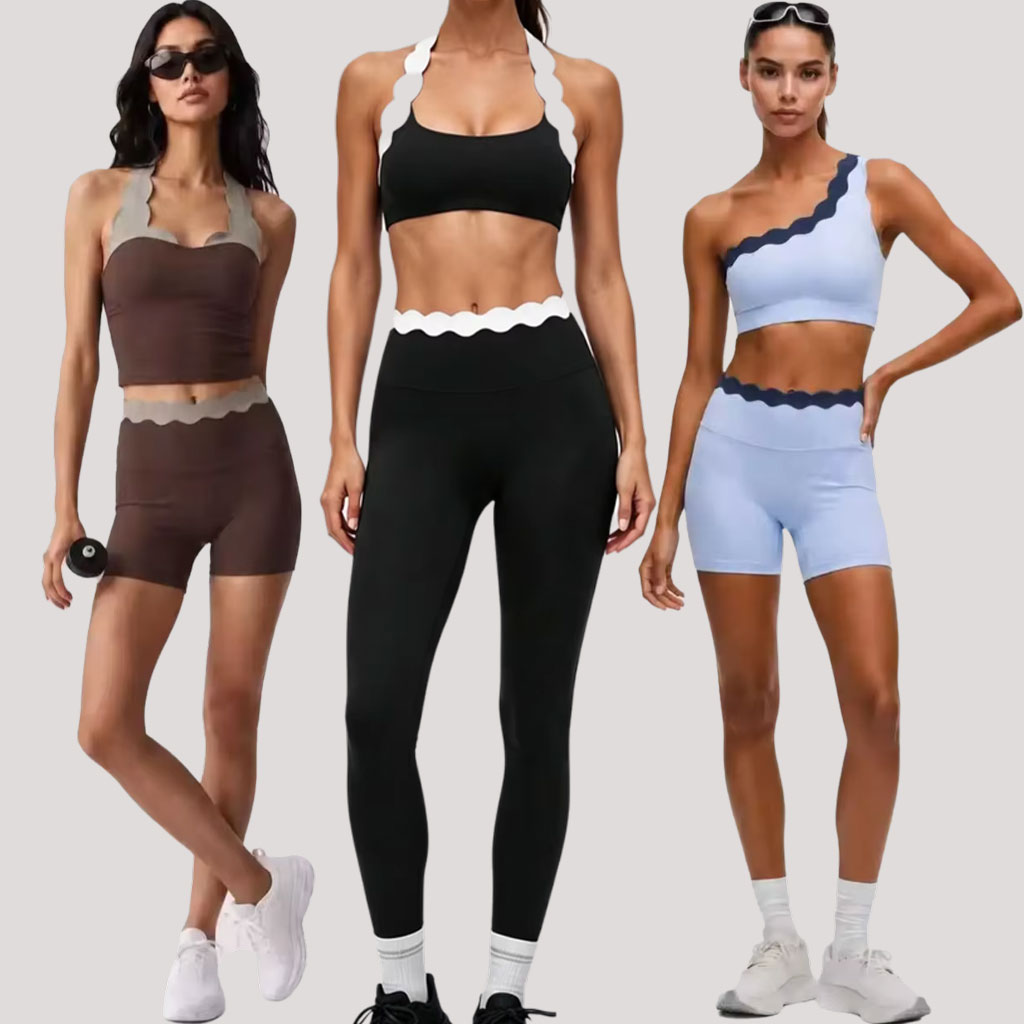 Lace Bralette Set - Damski dwuczęściowy zestaw do jogi: dwukolorowy